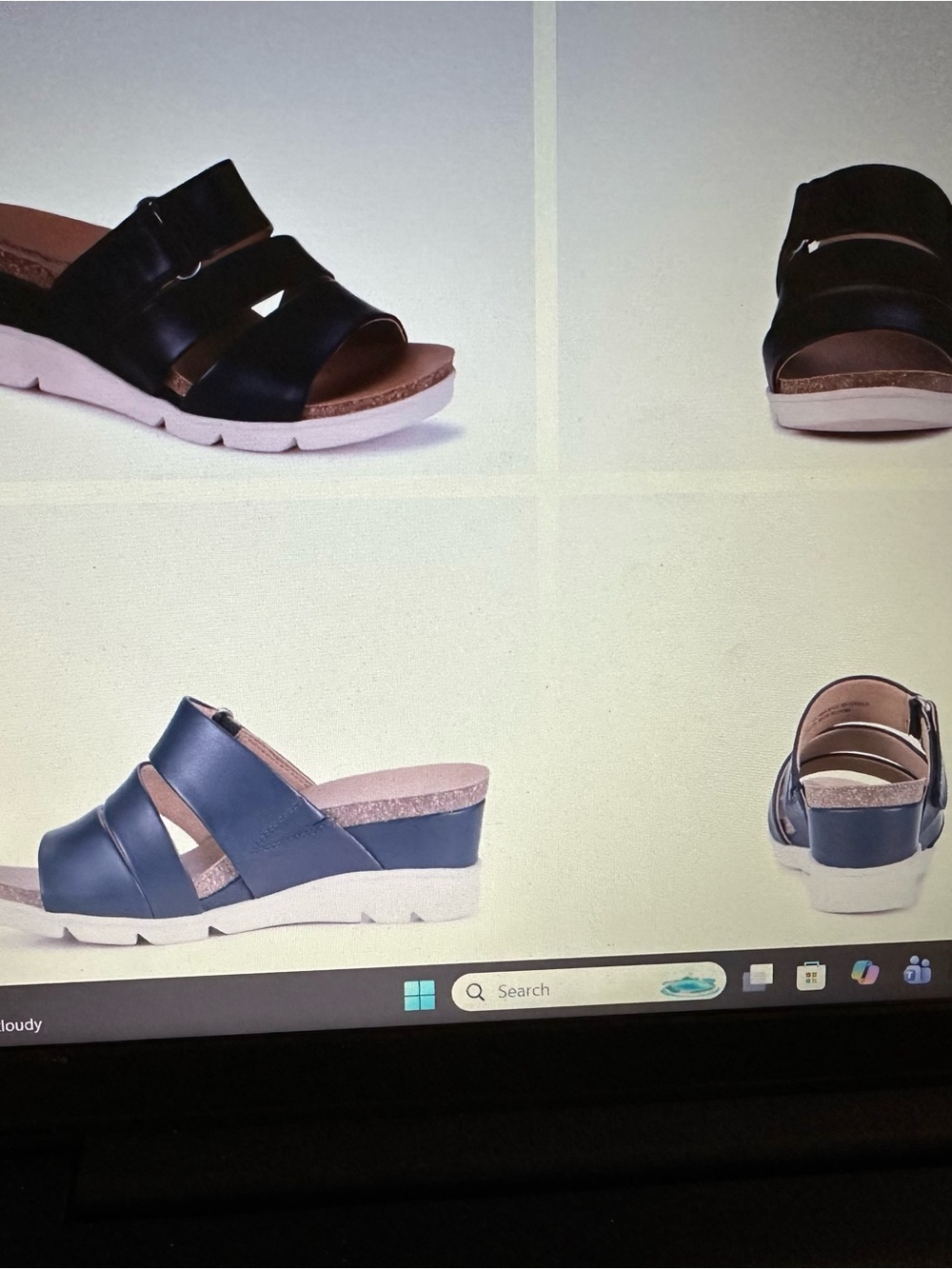 BareTraps Navy and Black Wedge Slide Sandals 8W